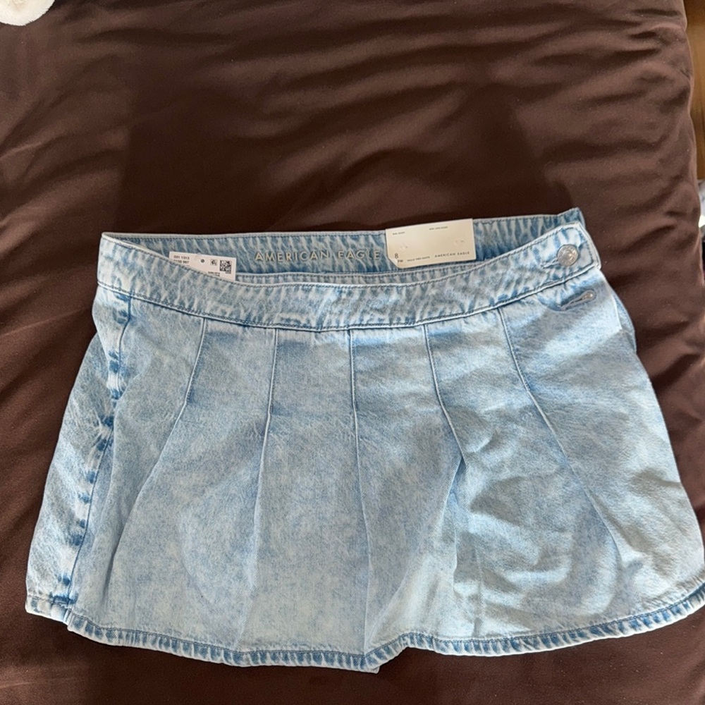 American Eagle Light Blue Denim Skort